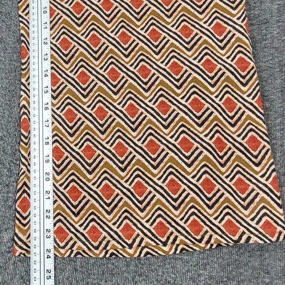 Tahari Pants Womens L Brown Geometric 100% Linen Elastic Waist Wide Leg Crop - Picture 6 of 12